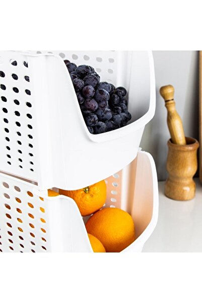 devigo 4'lü İstiflenebilir Sepet Buzdolabı Sepeti Buzdolabı Sebzeliği