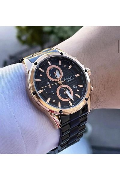 Ferrucci Men's Multifunctional Metal Band Wristwatch