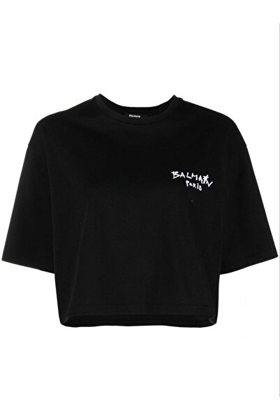 BrandsBoutique تيشيرت قصير أسود فضفاض من Balmain