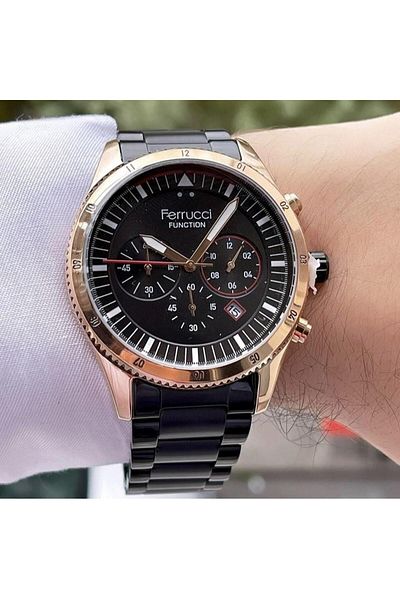 Ferrucci Men's Multifunctional Metal Band Wristwatch