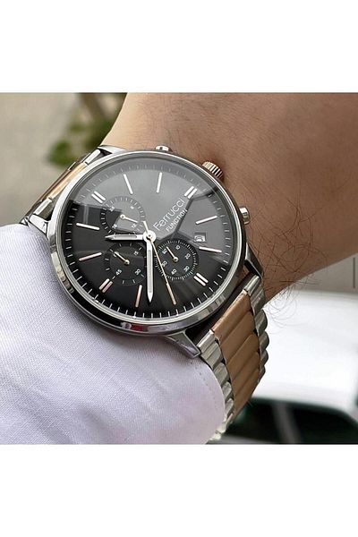 Ferrucci Men's Multifunctional Metal Band Wristwatch