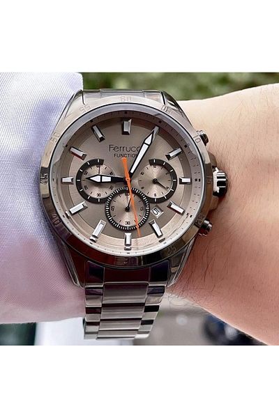 Ferrucci Men's Multifunctional Metal Band Wristwatch