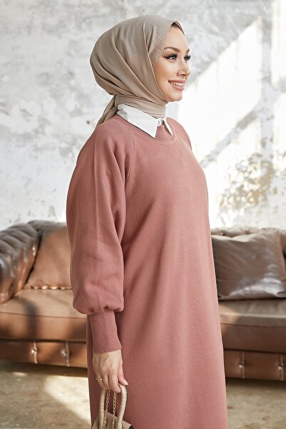 InStyle Πλεκτό φόρεμα Mina Balloon Sleeve - Dusty Rose