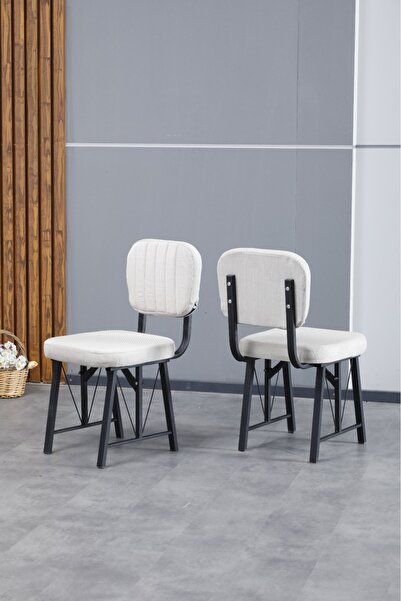 Mygusi Hayat Serisi Mutfak Sandalyesi, Yemek, Bahçe, Kafe, Modern Sandalye 4 Adet - Krem