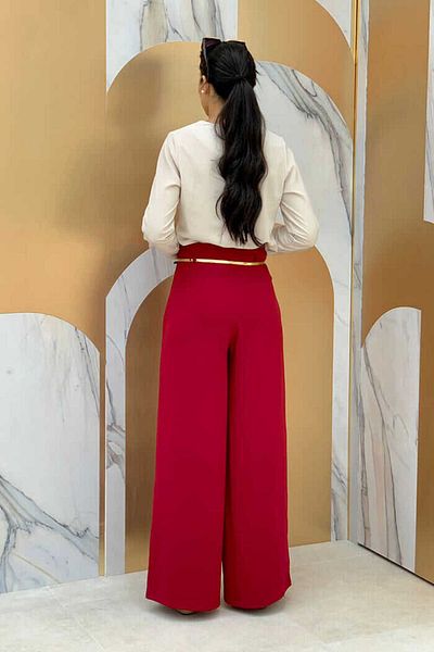 Bym Fashion Large Size Zippered Belt Accessory Trouser Skirt 0125-1 Claret Red