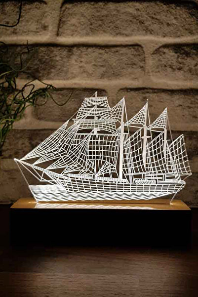 BY-LAMP Yelkenli Gemi Figürlü Dekoratif Hediye Led Masa Lambası | 12 Volt Ada...