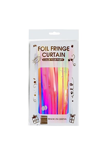 BEST PARTİ Makaron Gökkuşağı Metalize Kapı Duvar Fon Arka Perde 1X2 Metre