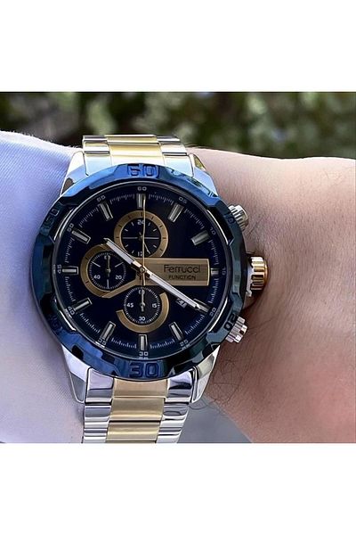 Ferrucci Men's Multifunctional Metal Band Wristwatch