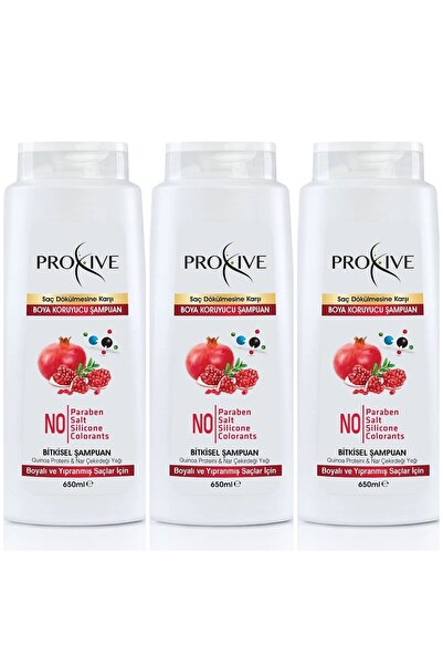 PROXİVE Proxıve Tuzsuz Parabensiz Silikonsuz Boyasız Bitkisel Boya Koruyucu Şampuan 650 ml X 3 Lü Avantaj