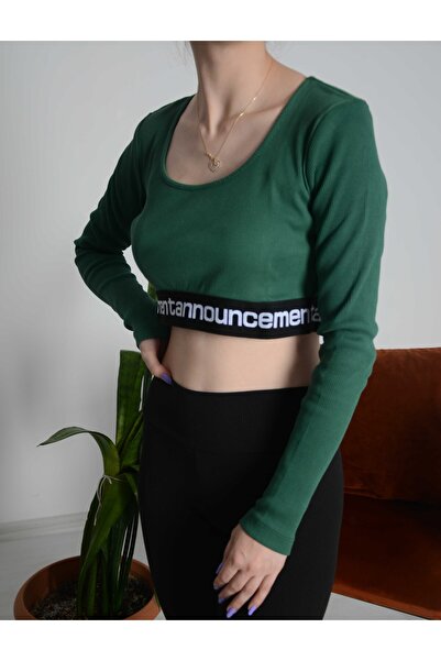 REFA COLLECTİON سلسلة Tores ذات الخصر الأخضر المكتوب ورقبة دائرية مرنة