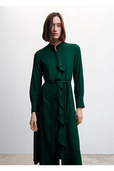 MANGO Woman Φόρεμα πουκάμισο με βολάν