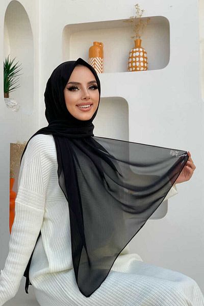 Bym Fashion 2019 شال شيفون أسود