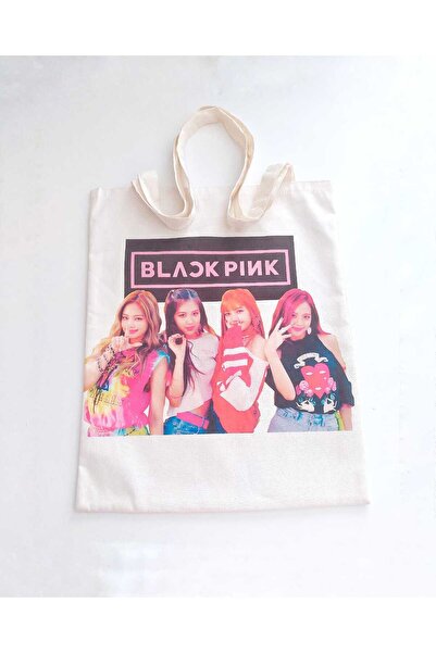 REN AKSESUAR حقيبة قماش بيضاء KPOP BLACKPINK