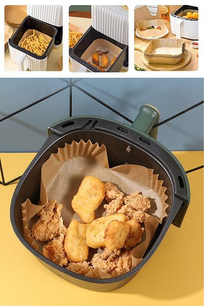 Buffer ® 50 Pieces of Air Fryer Cooking Paper Disposable Oil-Proof Non-Stick Square Plate Model