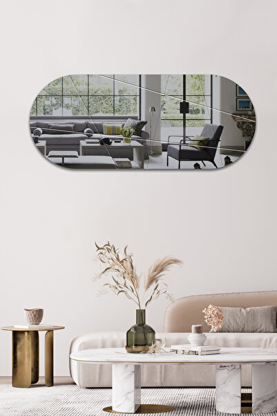 Decorita Ayna | Füme Ayna | Victory Tasarım Kanallı Oval Ayna | 50cm x 120cm