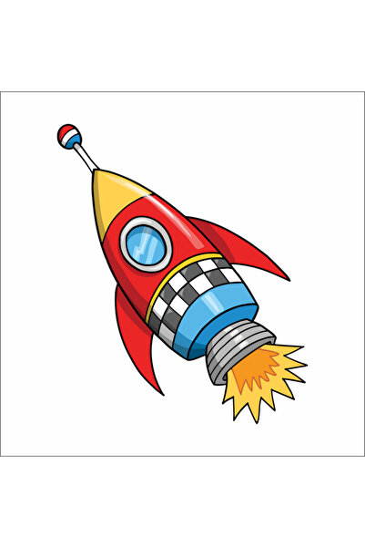 Reysa Tasarım ملصق جداري على شكل صاروخ مقاس 30x30 سم