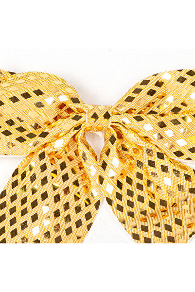 Herdekora Ornament de Crăciun cu fundă strălucitoare cu paiete, auriu, 20x20 cm.