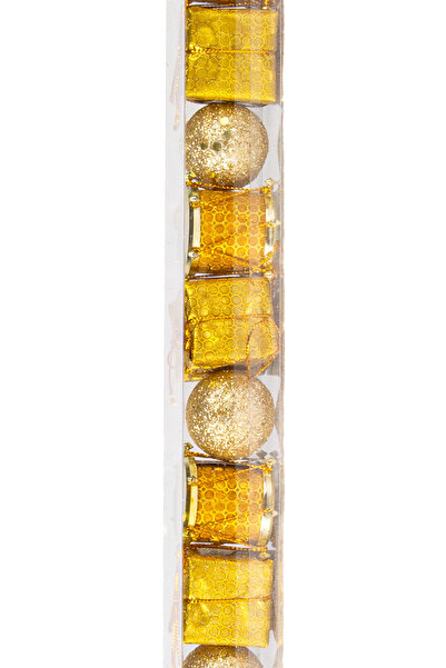 Herdekora Set de 13 ornamente pentru pom de Crăciun, aurii, 3 cm.