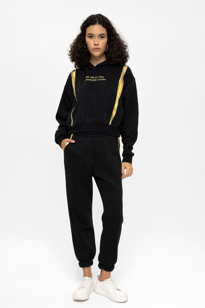 DAVID&GERENZO Σετ αθλητική φόρμα με μαύρο φερμουάρ με λεπτομέρεια με κουκούλα