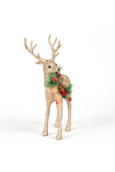 Herdekora Yılbaşı Süsü Ren Geyiği Figürü Dore 32x23 Cm.