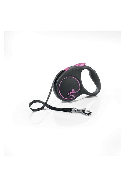 Flexi 5m Pink Dog Walking Strip - Black Design Small