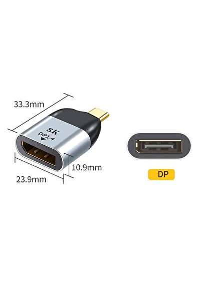 Temiz Pazar Type C To Displayport Kablo Ucu Dp Mini Çevirici Dönüştürücü Adaptör
