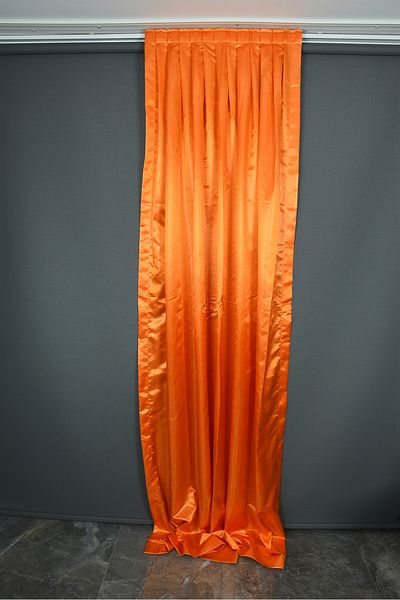 AKÇA TEKSTİL Chanzelize Satin Model - Orange Color, Single Wing, Pleated Background Curtain, 75*260 cm