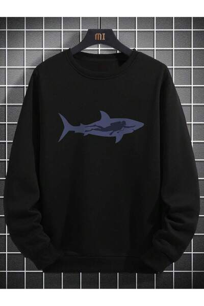 Adrift Φούτερ με στάμπα καρχαρίας μαύρο