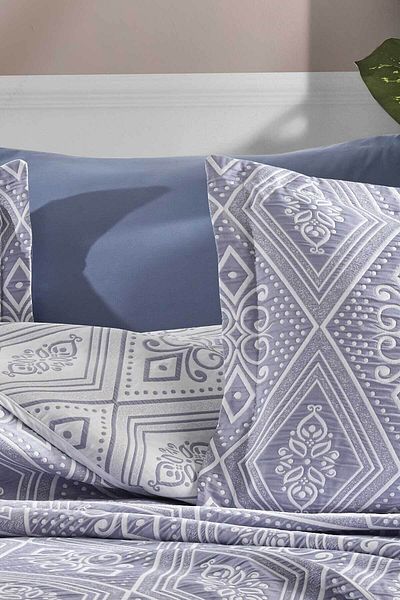 Elart Set cuvertură de pat Single Bumbac Crinkle Boemia Blue