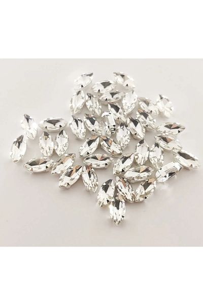 yiğit aksesuar 1000 Pieces 7x15(1.5 CM) Shuttle Case Planted Glass Stone Pieces White