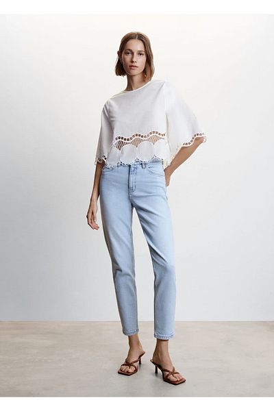 MANGO Woman Κεντημένη Oversize Μπλούζα