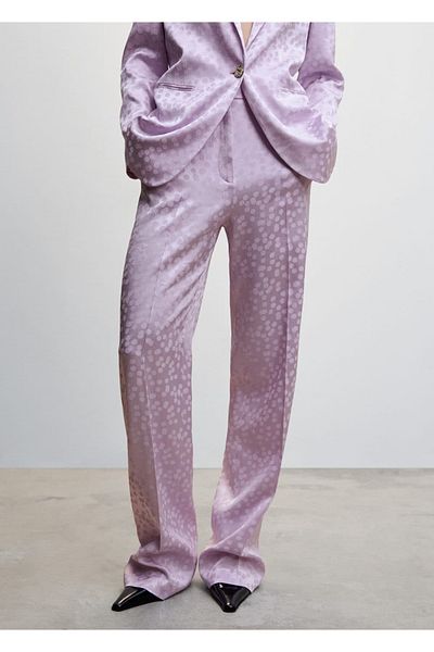 MANGO Woman Polka Dot Satin Trousers