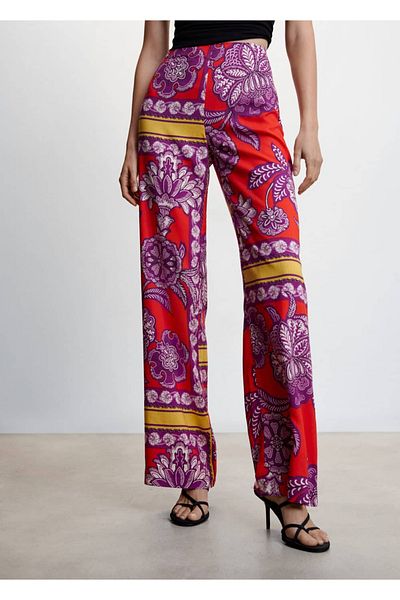 MANGO Woman Patterned Palazzo Trousers