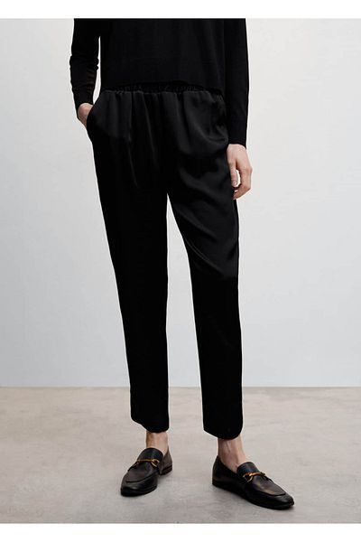 MANGO Woman Satin Trousers - Elastic Waist