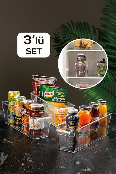Meleni Home 3-Piece Refrigerator Organizer - Transparent Inside Refrigerator Organizer 3xmini