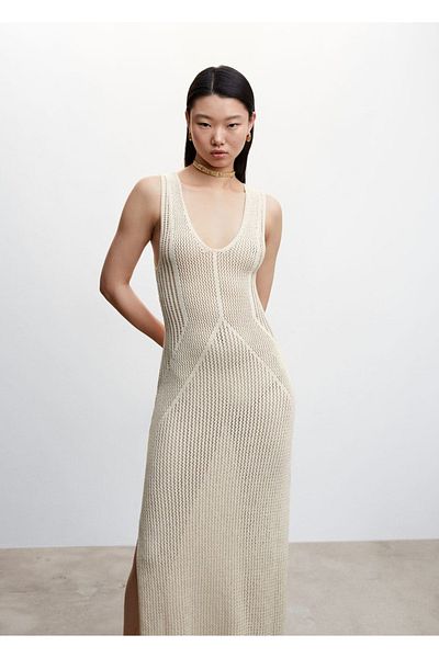 MANGO Woman Perforated openwork mesh dress