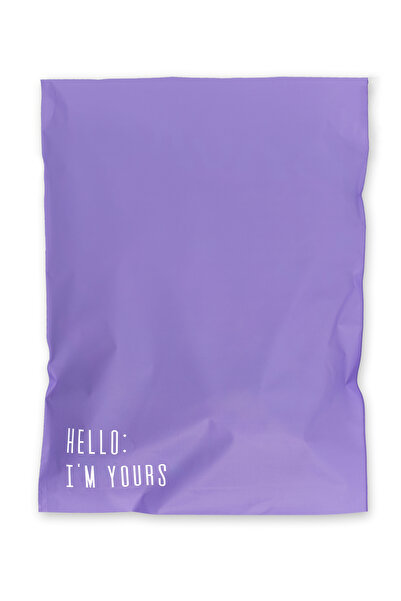 House Of Pack Renkli Kargo Poşeti - 35x45 Cm - Lila - 100 Adet ' Hello I'm Yours ' Baskılı