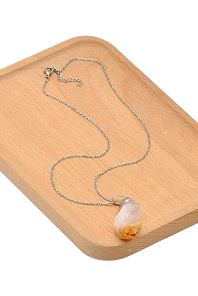 NBS Beautiful Naturel Stones Sitrin ( Para,Bolluk,Bereket ) Ham Doğal Taş Kolye AA KALİTE