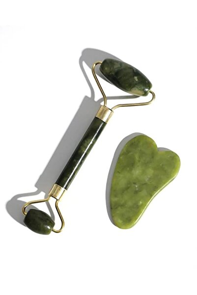 Generic Brand Set of Two 100% Natural Jade Stone Massage Tool and Heart Gua S...