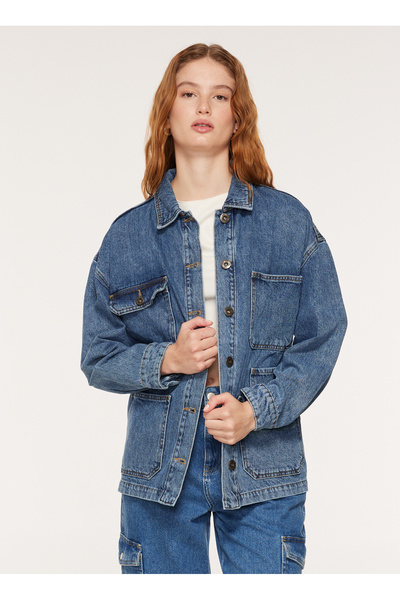 Caterpillar İndigo Kadın Denim Ceket C23WL-MNT08