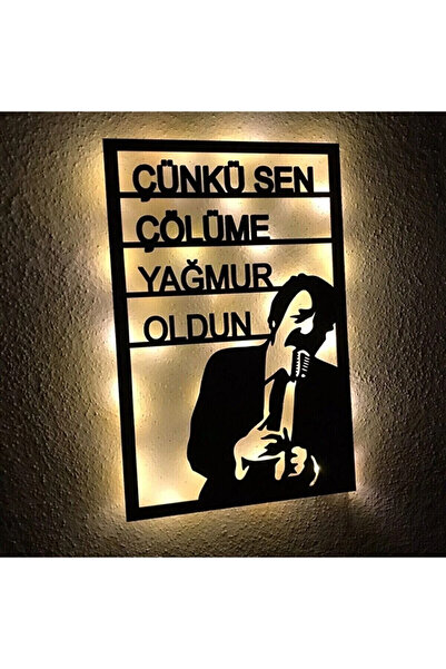 evdeucuz Müslüm Gürses Silüeti Ledli Işıklı Tablo Pilli
