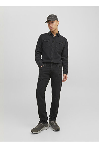 Jack & Jones Düşük Bel Slim Fit Siyah Erkek Denim Pantolon 12237324_JJIGLENN ...