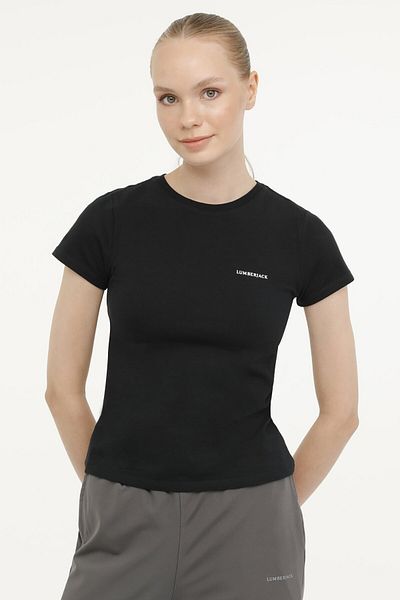 lumberjack W-CT129 BASIC C NECK T-SH Μαύρο γυναικείο κοντομάνικο μπλουζάκι
