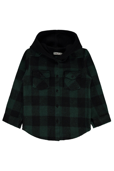 Civil Girls Kız Çocuk Kapüşonlu Gömlek 6-9 Yaş Haki