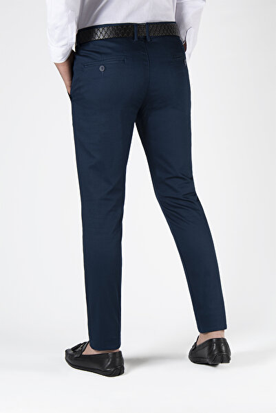 Terapi Men Erkek Slim Fit Petekli Keten Pantolon VAVN9Y-2200196-1 Koyu Mavi