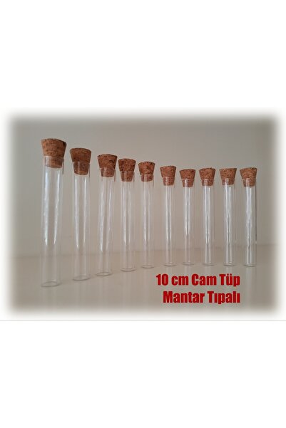 LEYLA CAM SANATLARI CAM TÜP DİBİ DÜZ 10 CM MANTAR TIPALI (10 ADET)