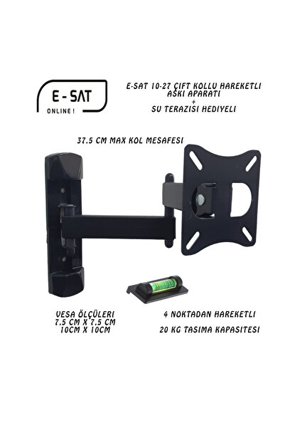 E-sat 10''-27'' Hareketli Lcd Led Tv Monitör Askı Aparatı Su Terazisi Hediyeli