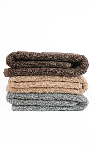 Taka Fabrics Хвиля 100% бавовна Рушник для рук, обличчя, гостей 3 штуки Розмір 70x140 см Набір Колір: кавовий-бежевий-сірий