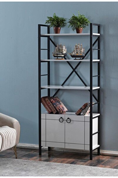 makbulce Beyaz Metal Kitaplık