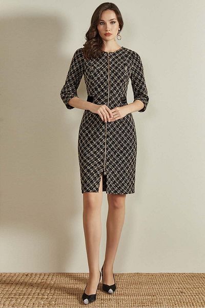 Guitar Three Quarter Sleeve Multicolored Dress